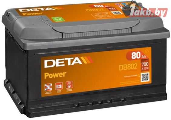 Deta Power DB802 (80 А/ч, 700А) Обратная полярность, Низкий корпус LB4 175мм для Ford Transit и коммерческого транспорта