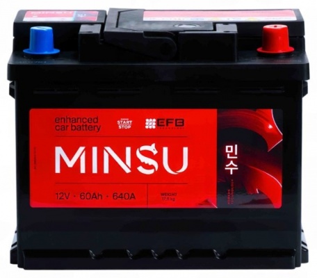 MINSU EFB (60 А/ч, 640А) Обратная (R+), высота 190 мм для Kia Ceed / Hyundai i30