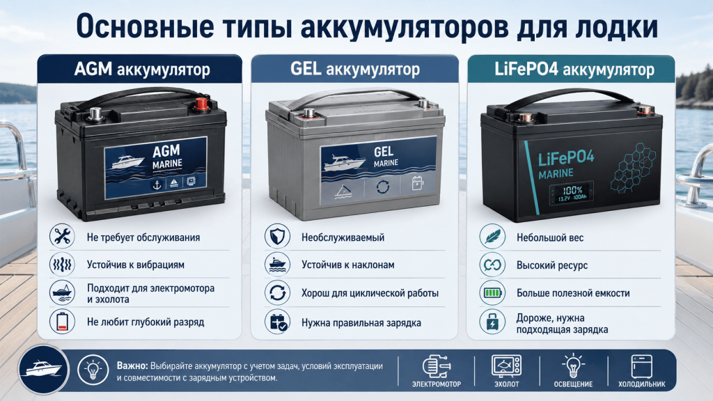 как выбрать лодочный аккумулятор