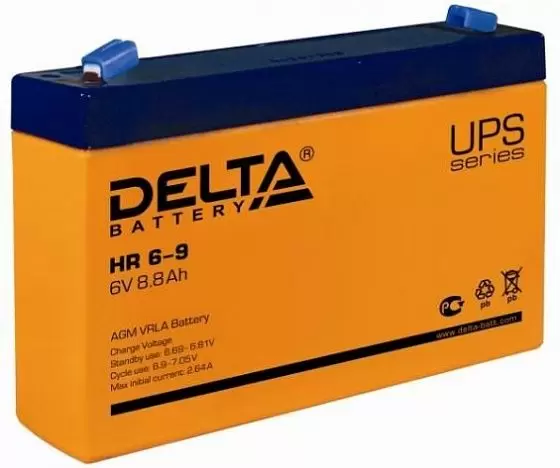 Аккумулятор для ИБП Delta HR 6-9 (634W) 6V-9 Ah