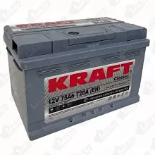 Аккумулятор Kraft (75A/h), 720 R+ низ.