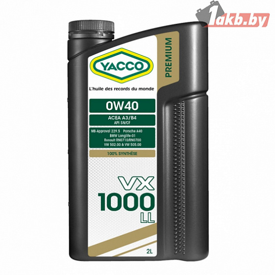 Yacco VX 1000 LL 0W-40 2л