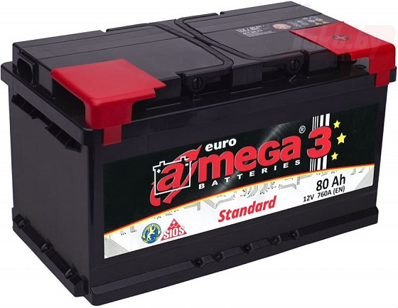 A-mega Standard 6СТ-80 (80 A/h), 760A R+