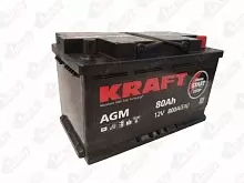 Аккумулятор KRAFT AGM (80 A/h), 800A R+