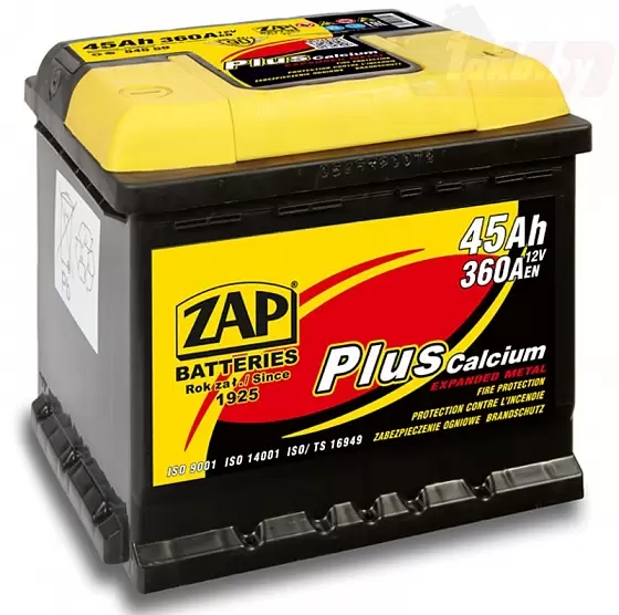 Zap Plus 45 A/h, 450A (низ)