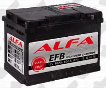 Аккумулятор ALFA EFB (80 А/h), 800A R+