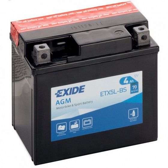 Exide ETX5L-BS (4 A/h), 70A R+