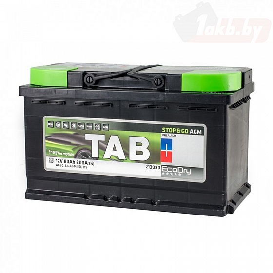 TAB EcoDry Stop & Go AGM (80 A/h), 800А R+