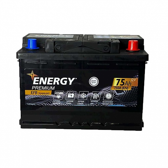 Energy Premium EFB (75 A/h), 750A R+ низ.