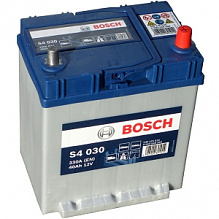 Аккумулятор Bosch S4 030 Asia (40 A/h), 330A R+ JIS с бортом (540 012 032), с нижним бортом