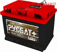 Аккумулятор РУСБАТ+ (АКОМ) 6СТ-55 (55 A/h), 450A R+