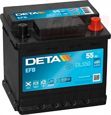 Аккумулятор Deta Start-Stop EFB DL550 (55 A/h), 480A R+