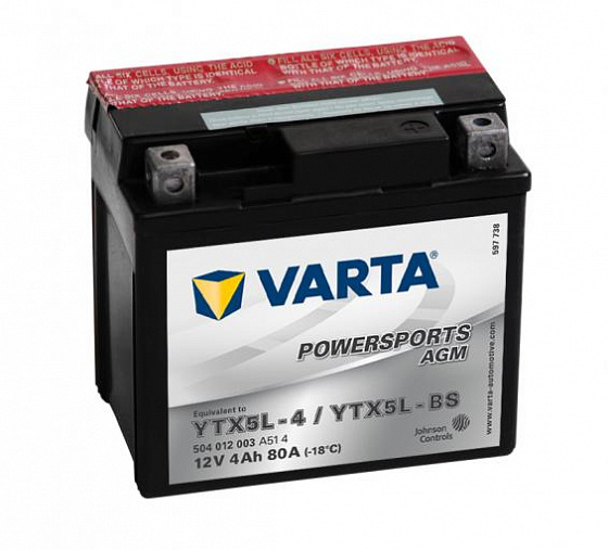 Varta Powersports AGM 504 012 003 (4 A/h), 80A R+