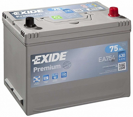 Exide Premium EA754 (75 A/h), 630A R+