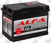Аккумулятор ALFA EFB (75 А/h), 750A R+ низкий