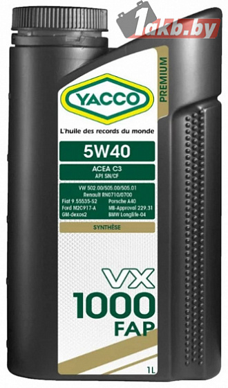 Yacco VX 1000 FAP 5W-40 1л