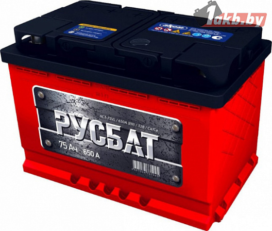 РУСБАТ (АКОМ) 75 A/h, 650A R+