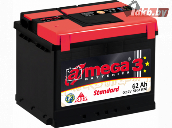 A-mega Standard 6СТ-62 (62 А/h), 560А R+