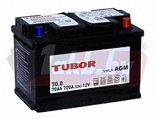 Аккумулятор TUBOR AGM (70 A/h), 720A R+