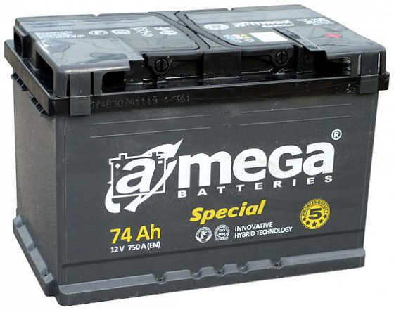 A-mega Special 6СТ-74-А3 (74 A/h), 750A R+