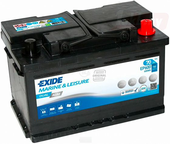 Exide Dual AGM EP600 (70 A/h), 600Wh, 760A