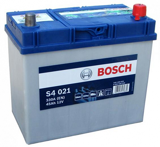 Bosch S4 021 Asia (45 А/h), 330A R+ (545 156 033)