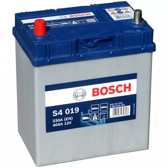 Bosch S4 019 Asia (40 А/h), 330A L+ JIS тонкие клеммы (540 127 033)