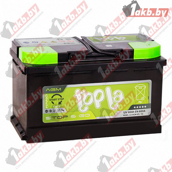 Topla TOP AGM Stop & Go (80 A/h), 800A R+