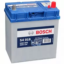 Аккумулятор Bosch S4 018 Asia (40 А/h), 330A R+ JIS тонкие клеммы (540 126 033)