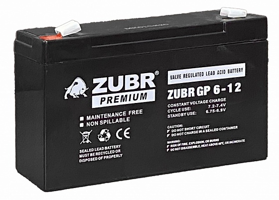 Аккумулятор для ИБП Zubr GP 6V (12 A/h)