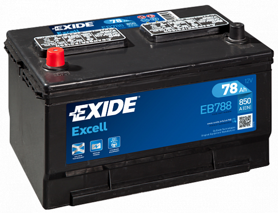 Exide Excell EB788 (78 A/h), 850A L+ JIS USA