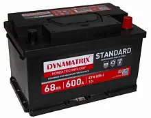 Аккумулятор DYNAMATRIX-KOREA STANDARD DEA722 (68 A/h), 600A R+ низ.