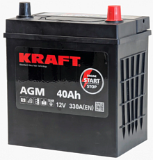 Аккумулятор KRAFT AGM Asia (40 A/h), 330A R+