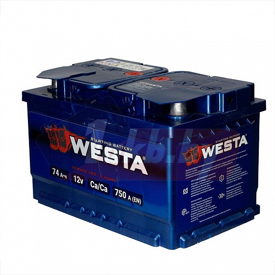 Westa Premium (74 A/h), 750A R+ низ.