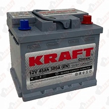 Аккумулятор Kraft (45 A/h), 380A R+ низ.