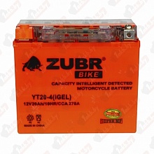 Аккумулятор ZUBR YT20-4 (iGEL) (20 A/h), 270A L+