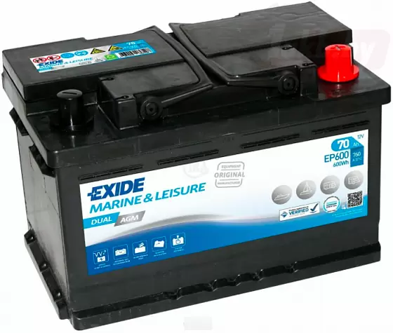 Аккумулятор Exide Equipment AGM EQ600 (70 A/h), 600Wh, 760A (тяговая)