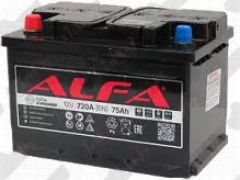 Аккумулятор ALFA Standart (75 A/h) 720A, L+