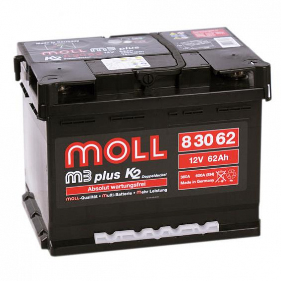 MOLL M3+ (62 A/h), 600A R+